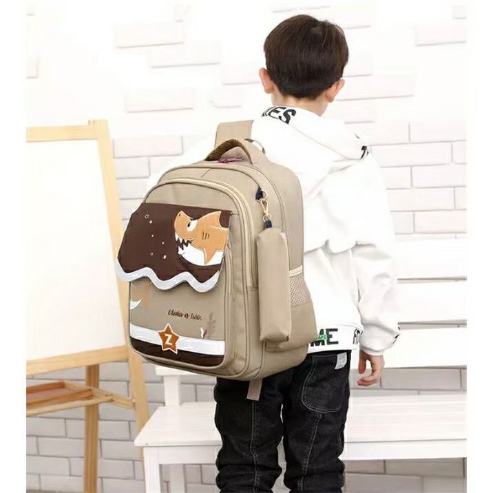 Tas Ransel Anak Sekolah Laki-laki SD TK PAUD Motif Kartun Hiu