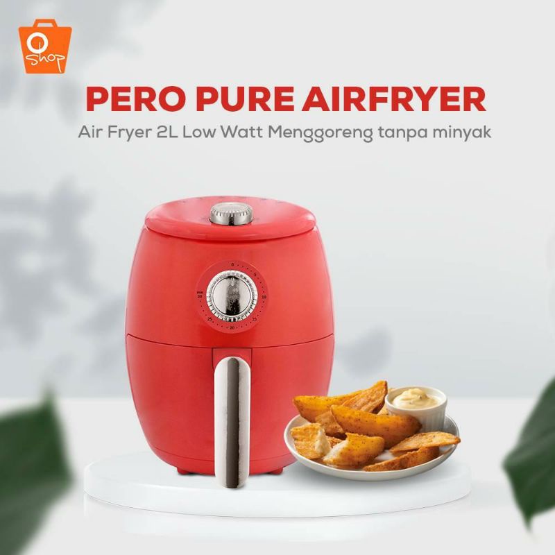 Pero Pure Air fryer - Red | Air fryer Low Watt 2L | Menggoreng tanpa minyak