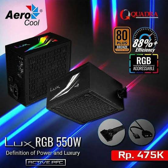 Aerocool LUX RGB 550W - 550 Watt 80 PLUS Bronze Gaming PSU