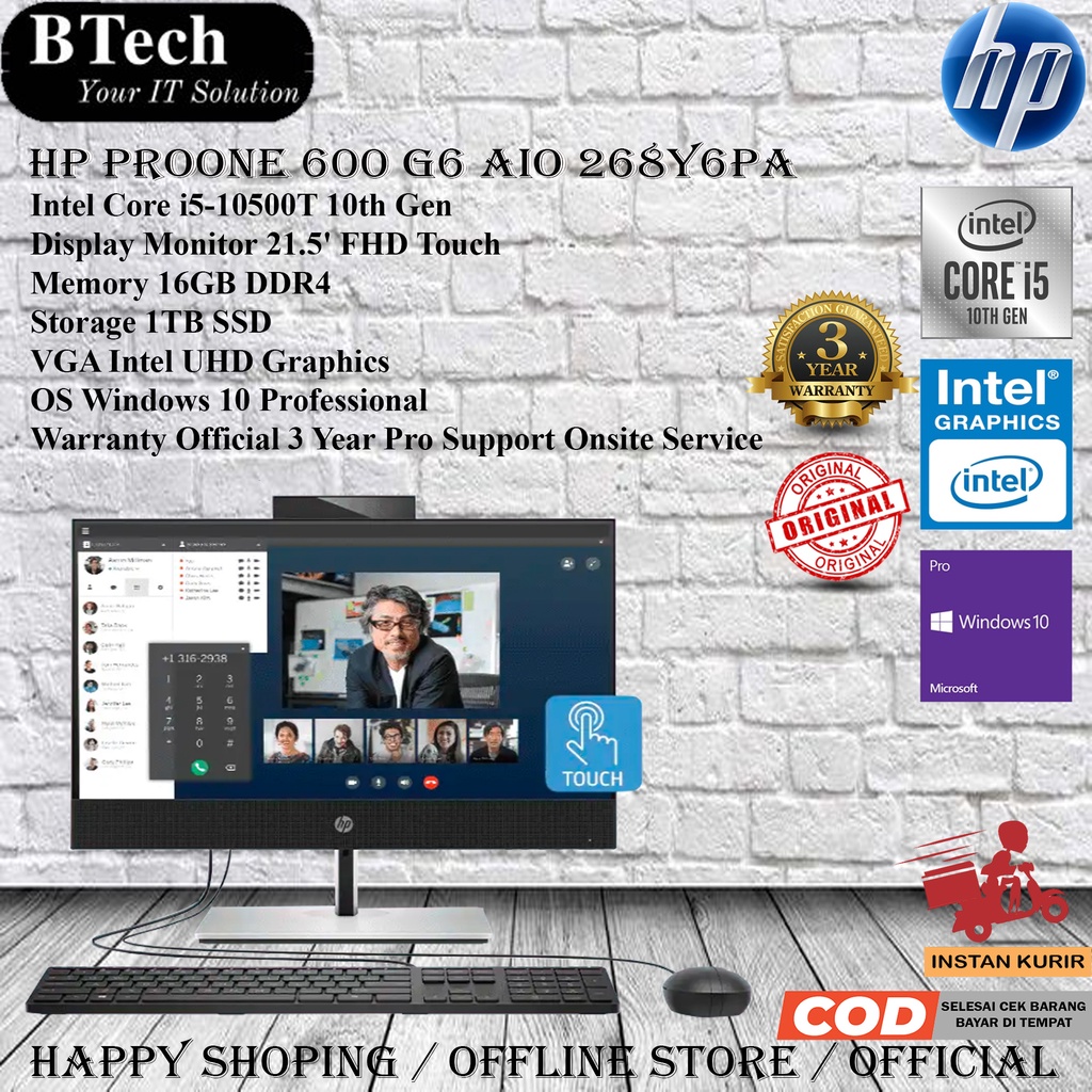 HP ProOne 600 G6 AIO 268Y6PA Core i5-10500T/16GB/1TB SSD/W10P/3Y