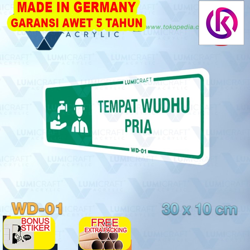 

Promo Sign "Tempat Wudhu Pria" Akrilik 30 x 10 cm | WD-01