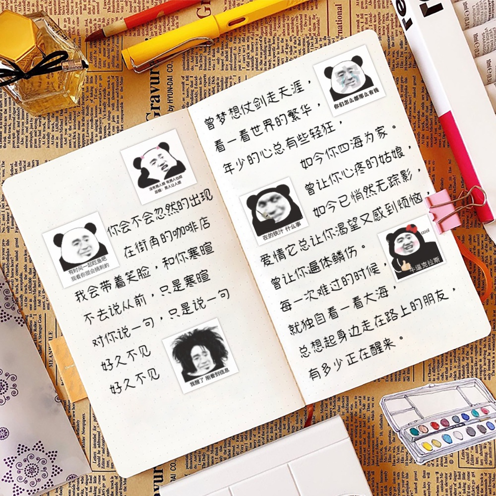 Panda kepala ekspresi wajah tas stiker lucu Internet selebriti avatar Piala jurnal bahan phone case