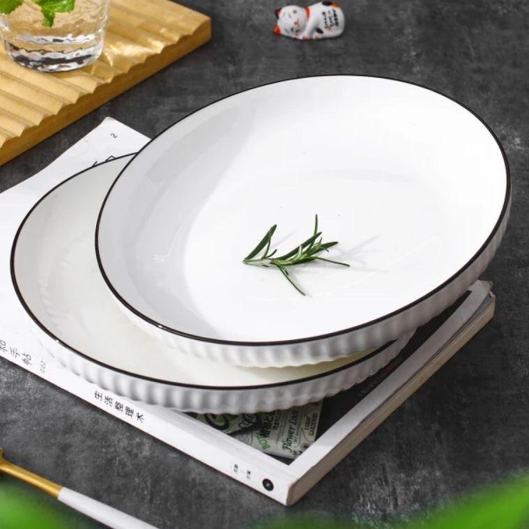 N2V4 Piring Makan Keramik | Dinner Plate Porcelain putih polos Japan Korea style LNV