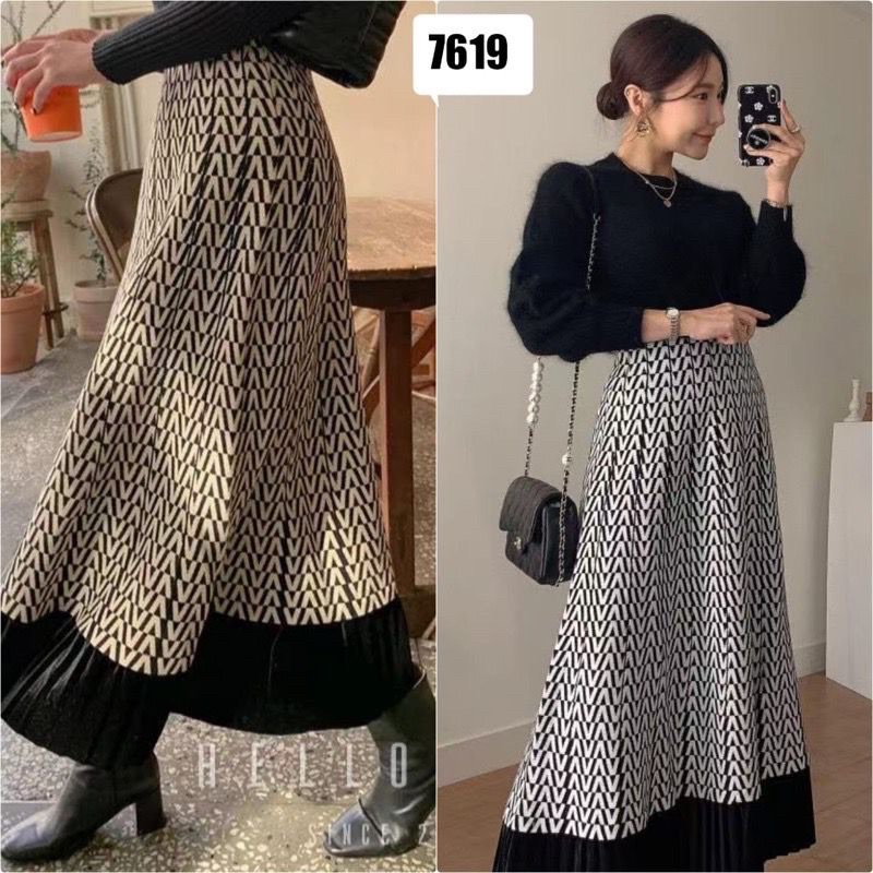 V Rok Import / Bawahan Wanita Knit Payung Rajut Halus Korean style