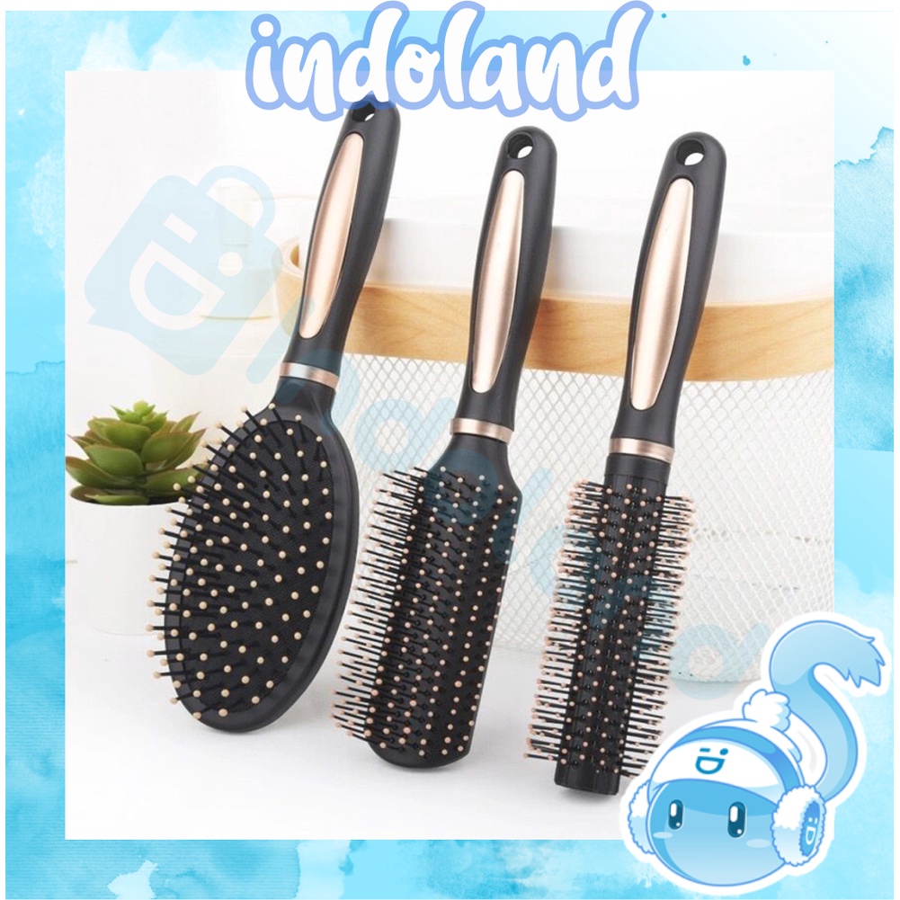 ☀ INDOLAND ☀ HerBaay Hair Brush Sisir Semua Jenis Rambut Anti Kusut dan Pijat Kepala Flat sisir R665