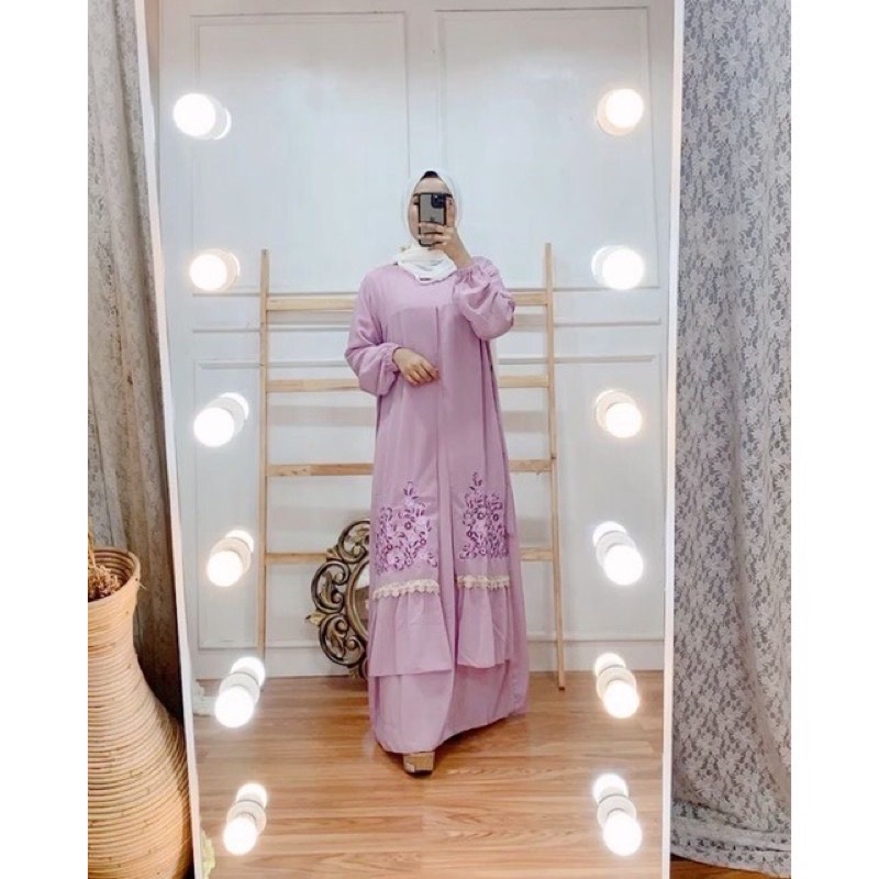 Gamis Melayu Bordir Belah Dada