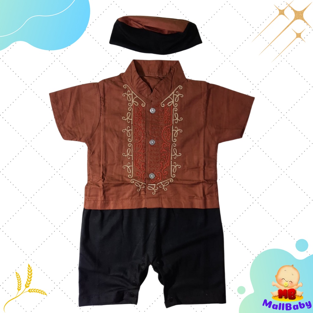 Baju Koko Bayi Laki laki 3 6 9 12 Bulan Romper Jumper Koko Bayi Aqiqah Newborn Murah Zawir