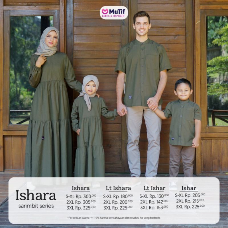 Sarimbit Family Premium Ishara Army by Mutif|Gamis Syari|Gamis Polos|Gamis Anak Set Hihab|Dress Coup