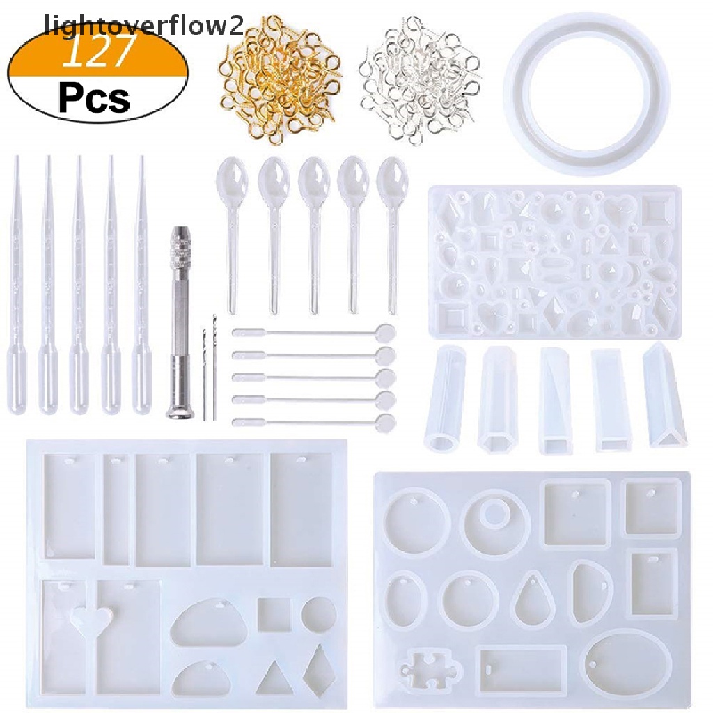 (Light2) 127pcs / set Cetakan Resin Bahan Silikon Untuk Membuat Perhiasan Diy