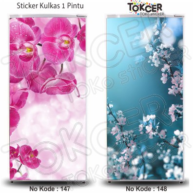 Variasi Stiker Kulkas 1 Pintu dan 2 Pintu Motif Bunga