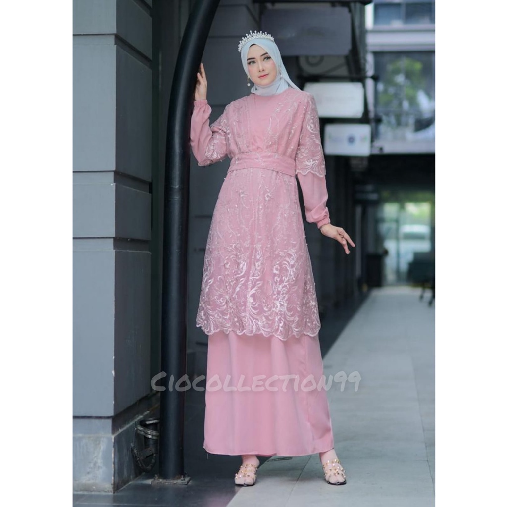 [ NEW ] Alveena Dress Kondangan Dress Bridesmaid Gamis Brukat Pesta Mewah Elegan Kondangan Gamis Outer Gamis Blezer Gamis Set