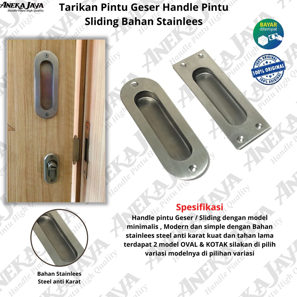 Tarikan Pintu Dorong Oval Kotak Stainless l Handle Geser Sliding Kom Kom