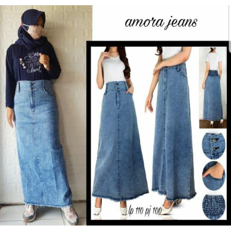 Terlaris AMORA ROK JEANS SPAN A PANJANG HITS