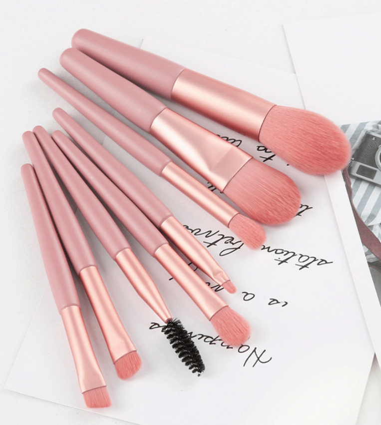 8pcs / Set Brush Kosmetik / Makeup Kombinasi Portable Lembut Untuk Foundation, Eyeshadow