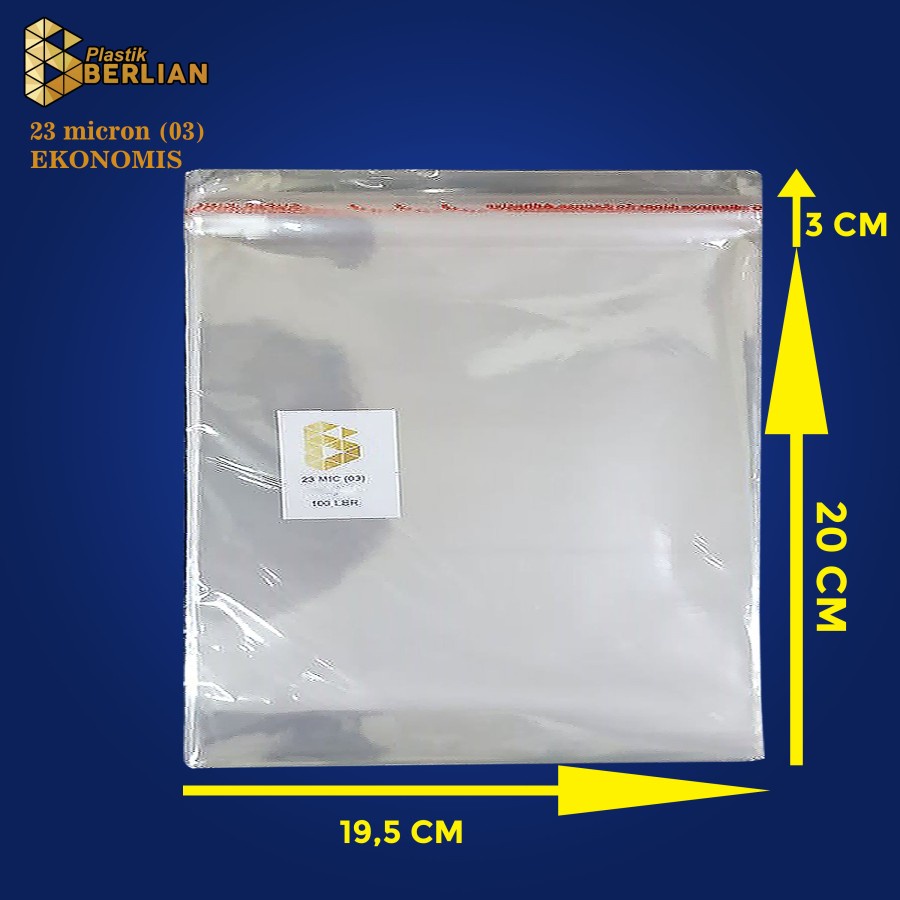 

19,5 x 20 cm Plastik OPP EKONOMIS 23micron (100 lbr) (lem/seal)