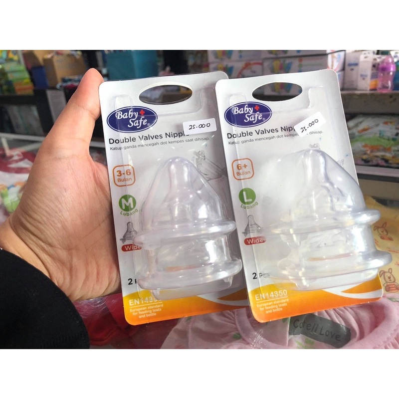 Baby safe double valve wide neck nipple - dot botol susu