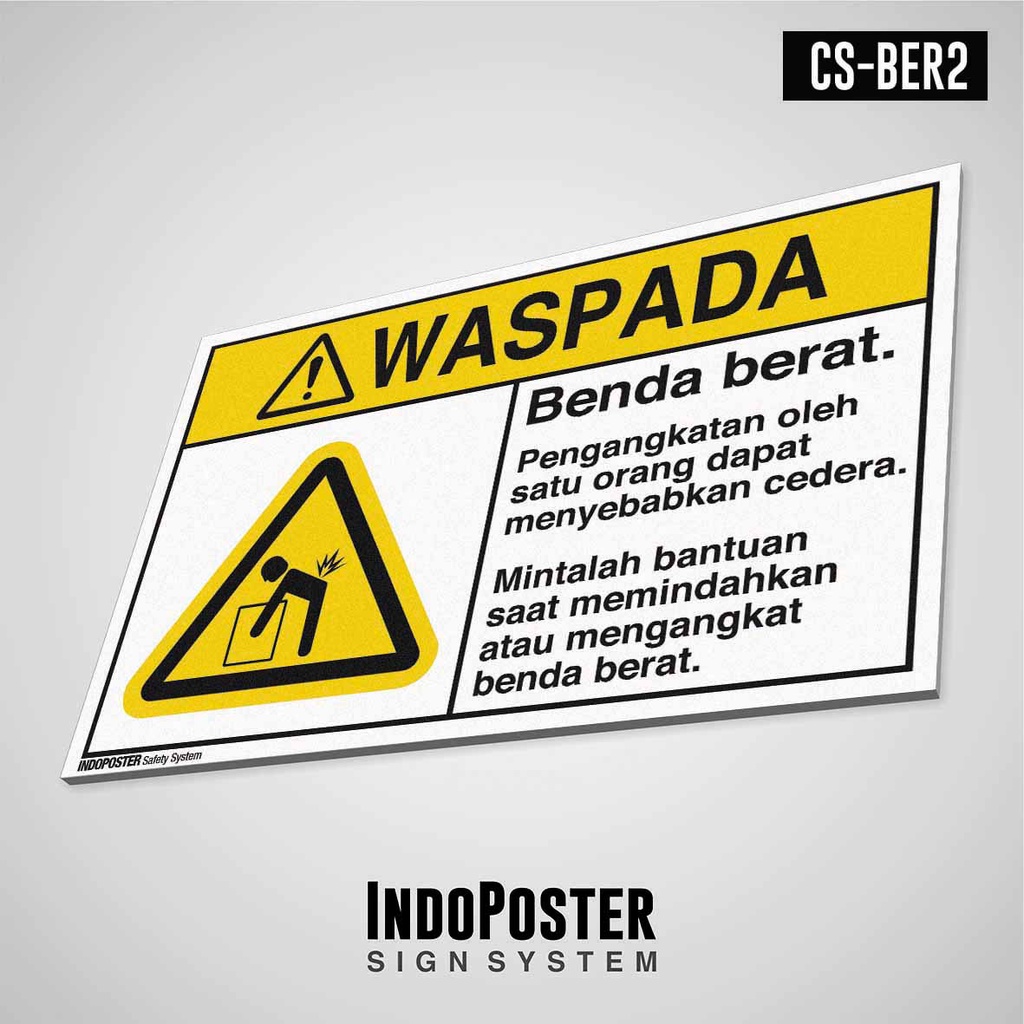 

Safety Sign Rambu K3 PVC ANSI Pengangkatan Benda Berat Manual Handling M 45x30cm