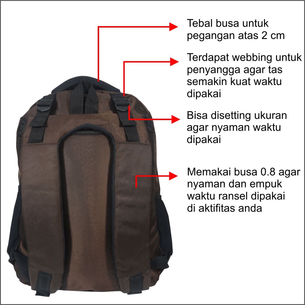 Tas Ransel Punggung Pria Wanita Backpack Sekolah Bahan Anti air Model Polo Size 18Inch - Polo Global 9809