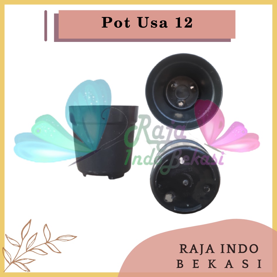 Pot Usa Eiffel 12 Hitam Pot Plastik Mini Kaktus Murah Lucu - Pot 12 Hitam Tinggi - Pot Eiffel Eifel Efiel Effiel Tinggi 12