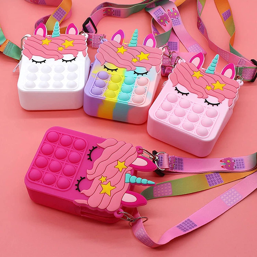 TAS HANDBAG POP IT TAS DOMPET KARAKTER UNICORN TAS UNIK LUCU UNICORN POP IT HANDBAG VA254