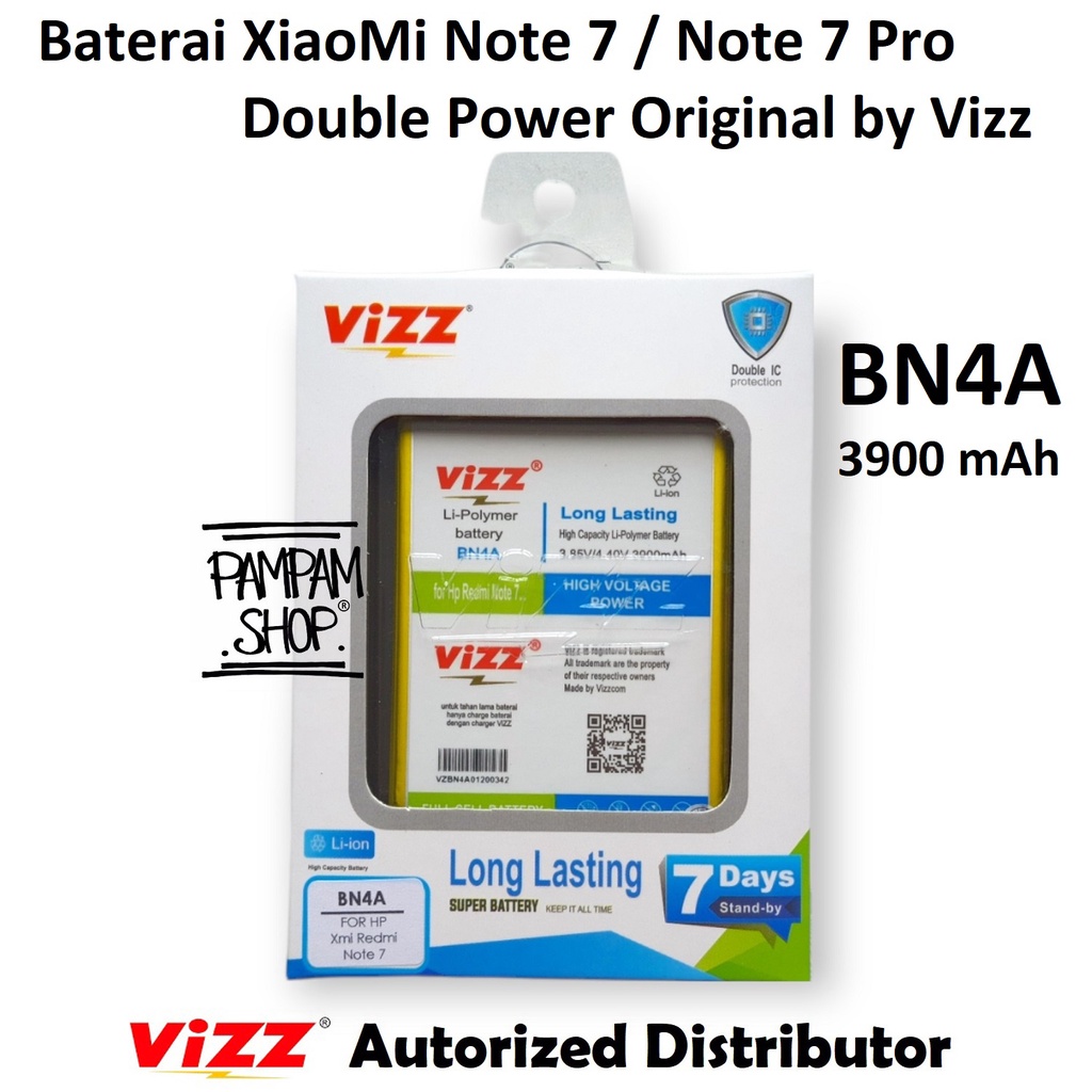 Baterai Vizz Double Power Original XiaoMi Redmi Note 7 Pro BN4A Batre Batrai Battery Handphone HP Or