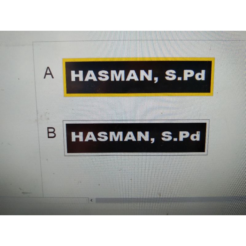 

name tag/papan nama banyak model