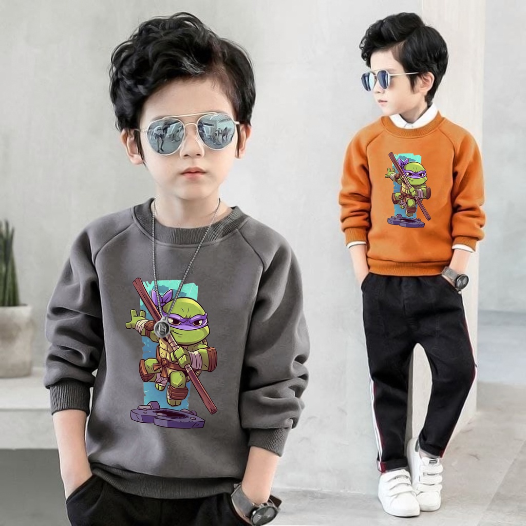 Jaket sweater anak laki - laki usia 2 3 4 5 6 7 8 19 10 tahun / switer crewneck basic anak laki laki perempuan karakter hero kura kura ninja