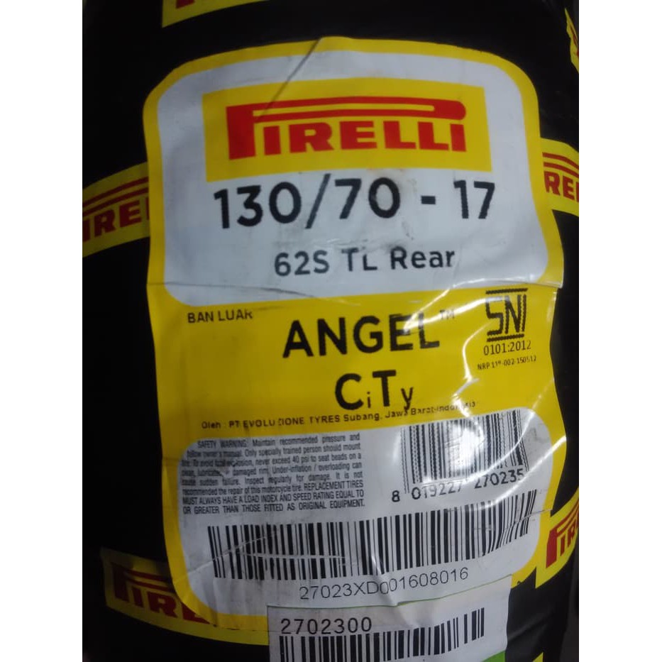 (100% GOOD QUALITY) ban luar tubeless Pirelli 130/70-17 Angel City Rear