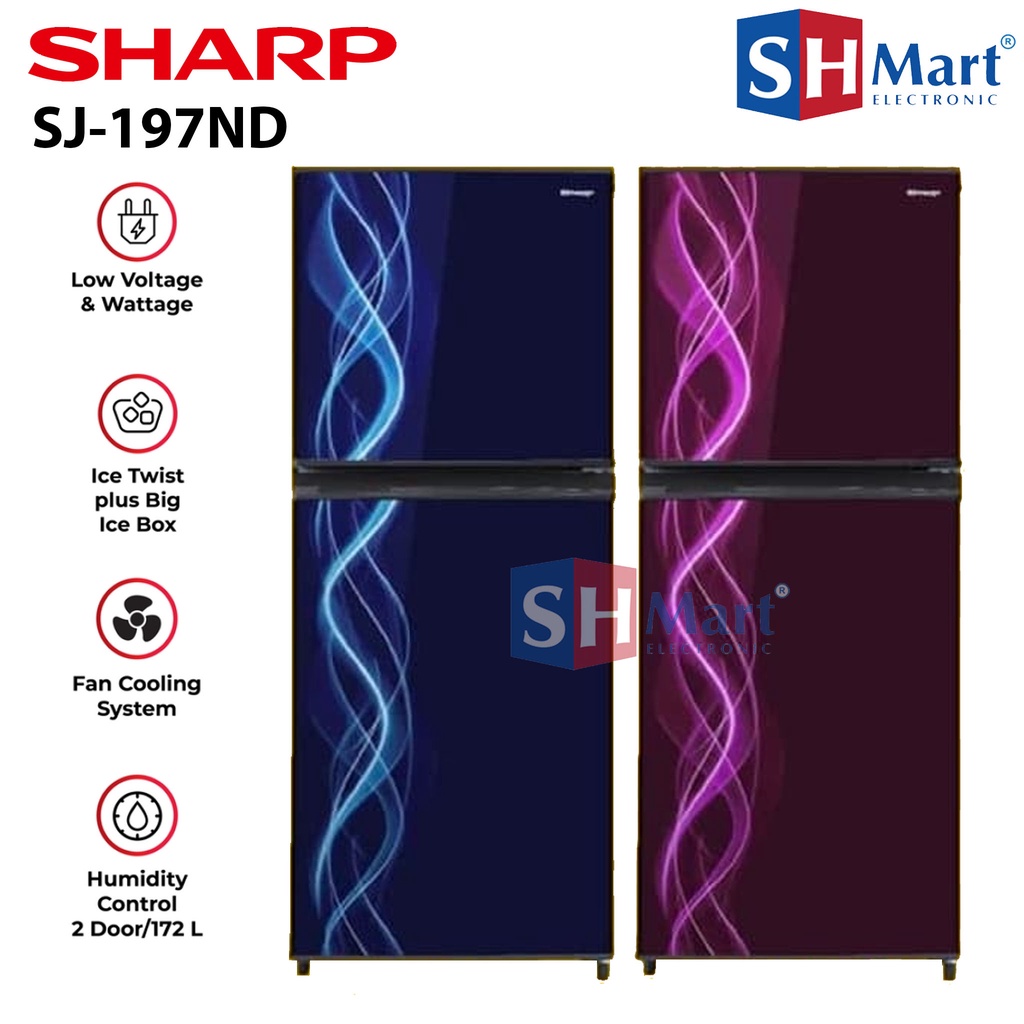 KULKAS SHARP 2 PINTU KAPASITAS 152 LITER NO FROST SJ-197ND / SJ197ND GARANSI RESMI (MEDAN)