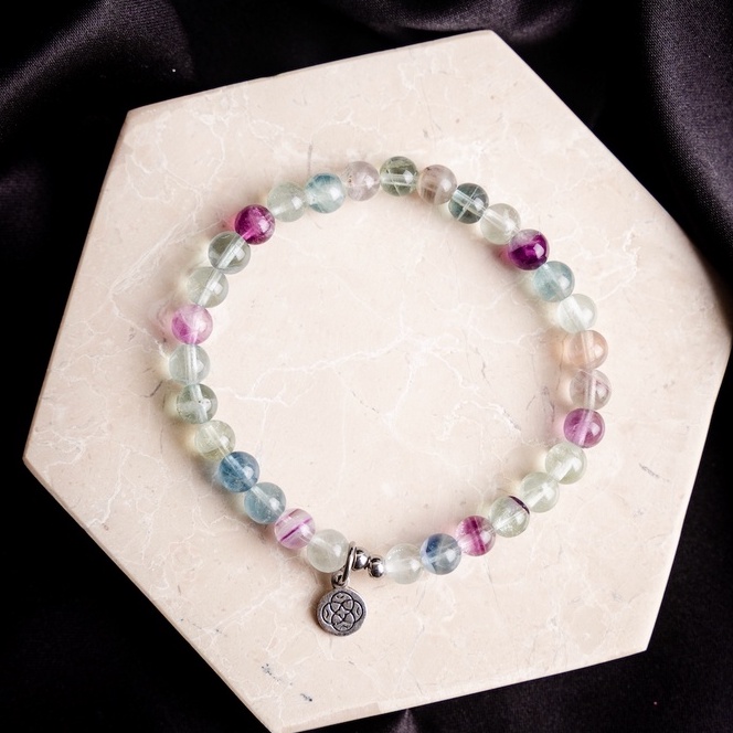 Gelang Batu "Fluorite" (Natural premium green / blue / purple fluorite)