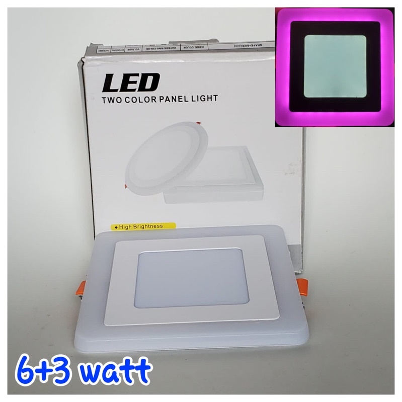 DOWNLIGHT 2 WARNA 6+3 WATT KOTAK PUTIH PINK