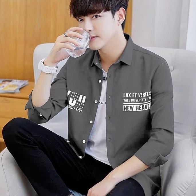 Kemeja Pria Lengan Panjang Hem Cowok Yale Fashion Motif Keren Distro