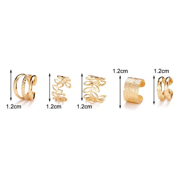 anting 1 sisi 5pcs golden leaf ear bone clip earrings jan284(1H4)