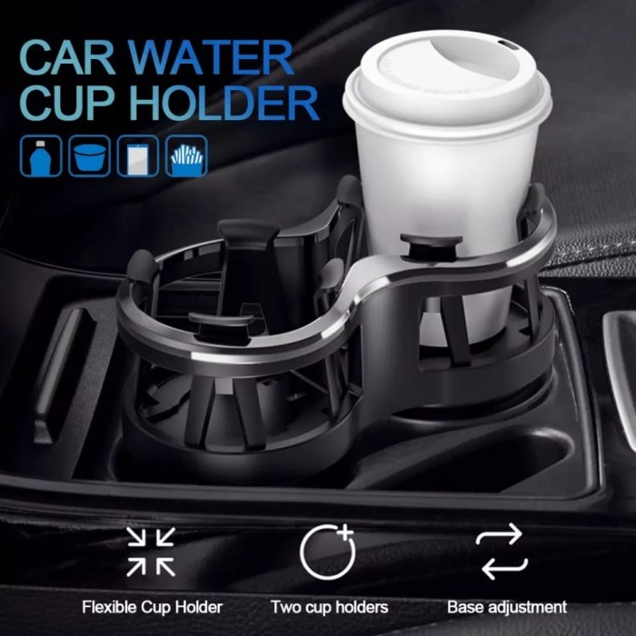 Double Cup Holder Car Drink Organizer Tempat Kaleng Botol Minum Dashboard Mobil