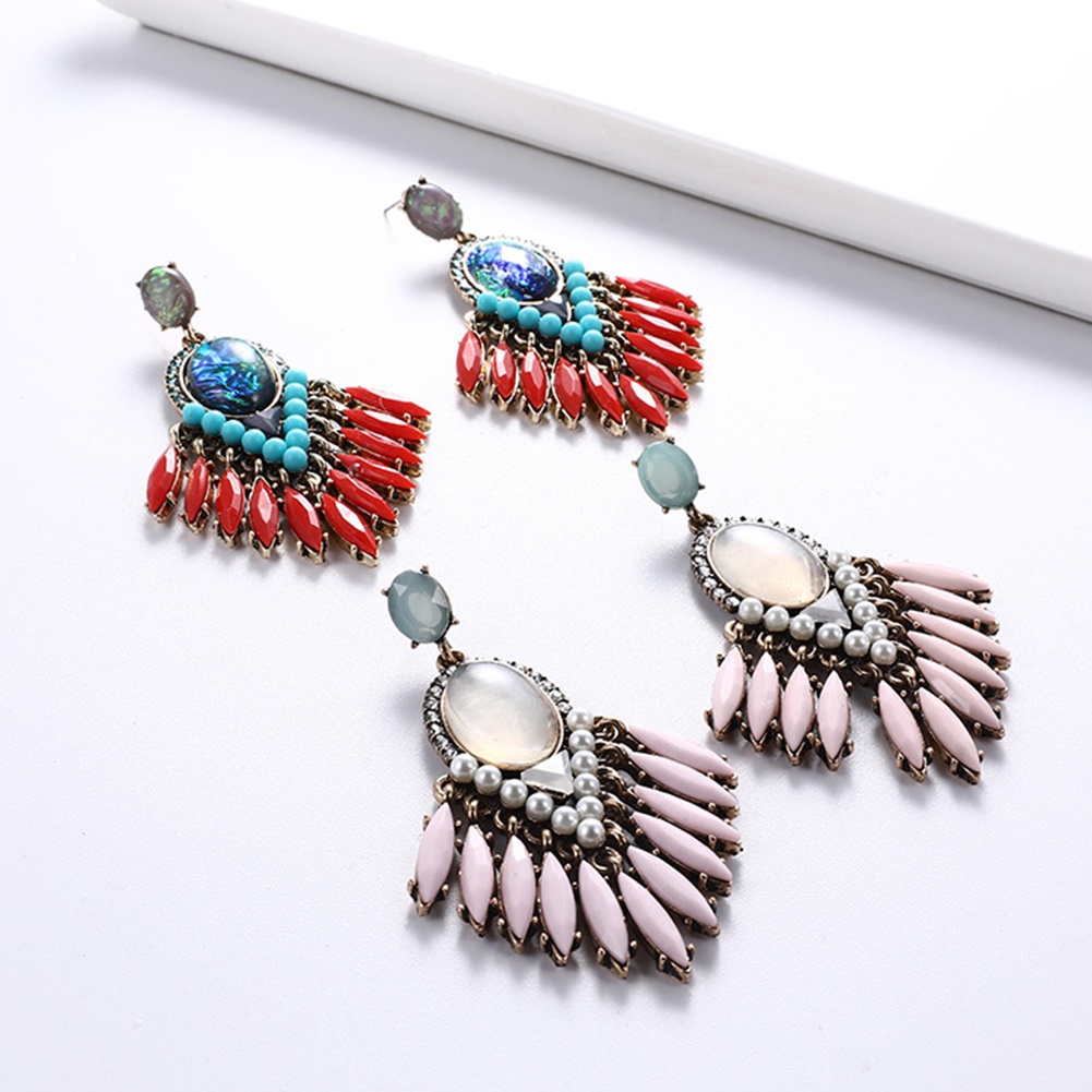 Hu Hu Hu Hu Hu Alat Bantu Pasang Kacamata♡ Anting Tusuk Gantung Wanita Desain Geometri Hias Berlian Imitasi Untuk Pesta