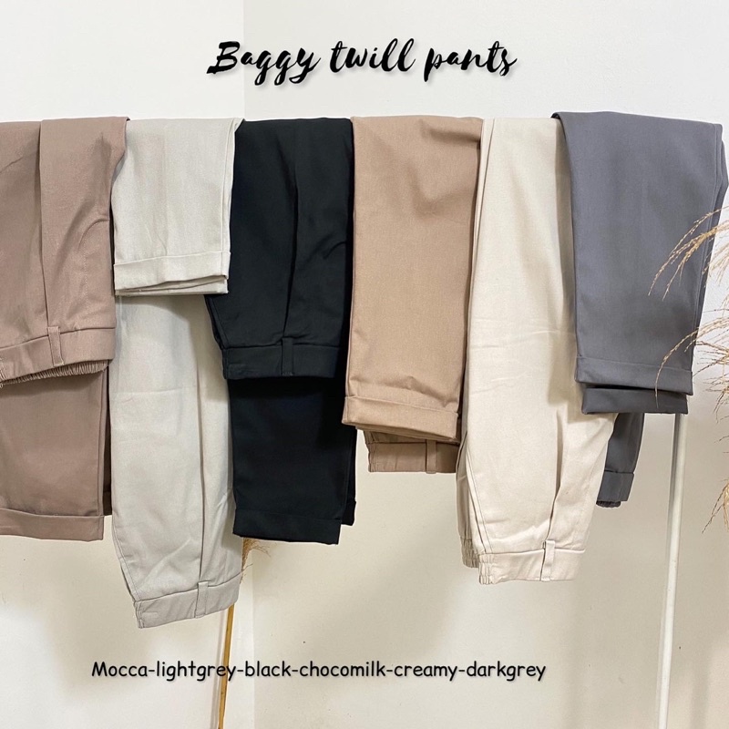 Baggy twill pants / baggy bahan katun twill premium /celana chinos / chinos pants / baggy premium / celana kerja wanita / celana katun wanita