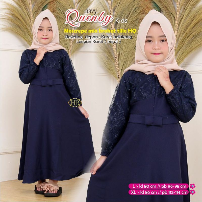 Gamis Anak Quenby Kids Gamis Anak Moscrepe Mix Brokat Tile HQ