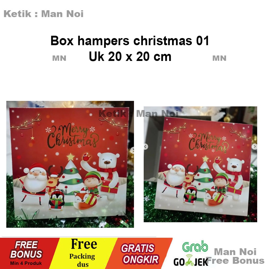 

Box hampers christmas. Uk 20 x 20 cm.kotak kado natal