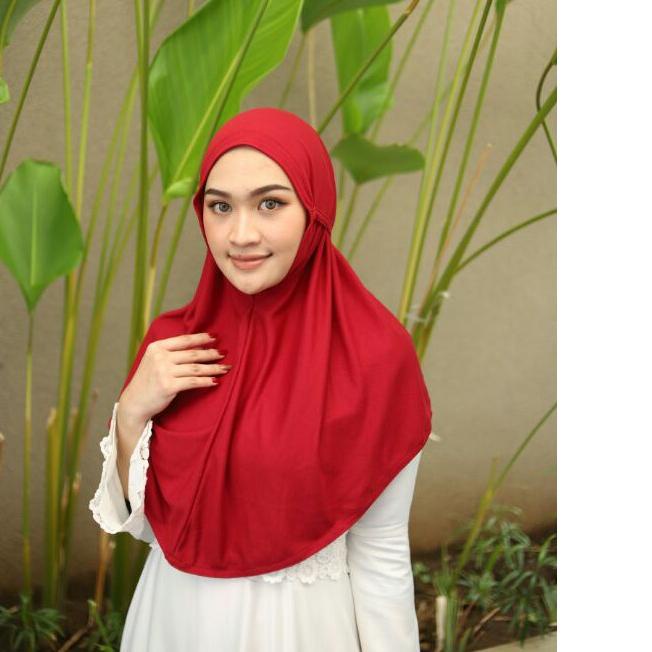 ➽ hijab instan bergo aisyah size M bahan kaos ☑