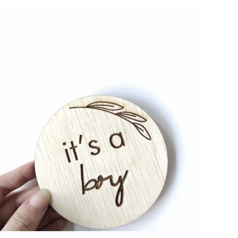 Wooden Plaque Gender Reveal Properti Foto Kekinian Untuk Baby Boy/Girl