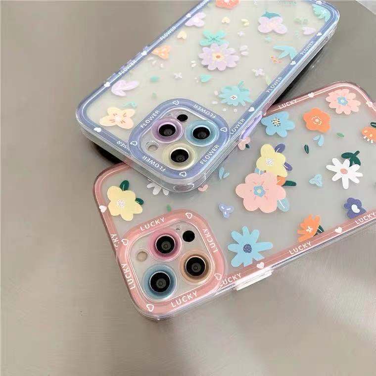 Soft Case TPU Transparan Motif Bunga Untuk Iphone 14 13 12 11 Pro mini 8 7 6 6s Plus X XS Max XR