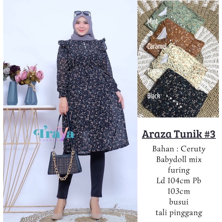 Araza tunik #3 / Tunik ceruty / Tunik Bunga / Tunik kekinian / Tunik Vintage / Atasan Bunga / Blouse
