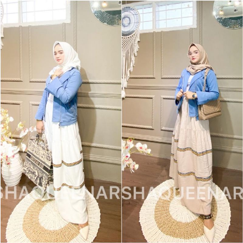 Set Gamis Jaket Jeans SHAQUEENARA Original