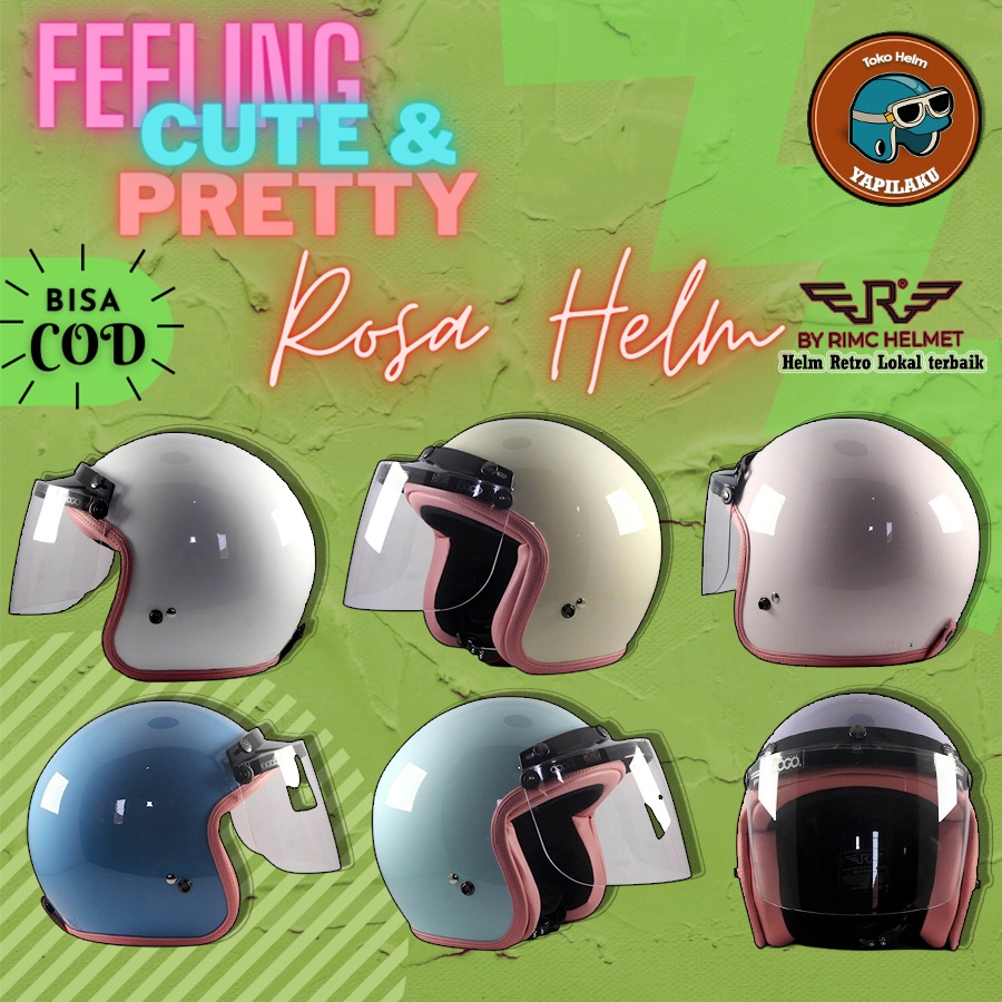 Helm helem motor half face bogo retro RIMC sada rosa pastel series klasik clasic classic original or