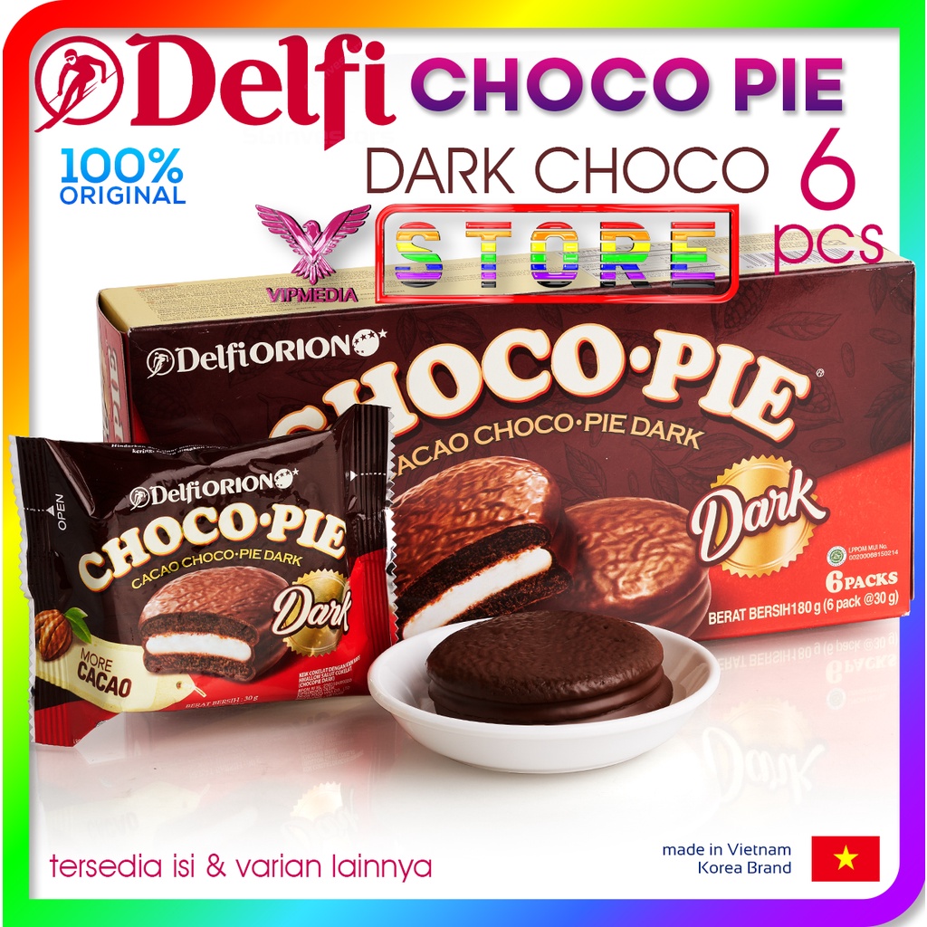 Jual Delfi CHOCO PIE Dark Chocolate 1 BOX Isi 6 Pcs Shopee Indonesia