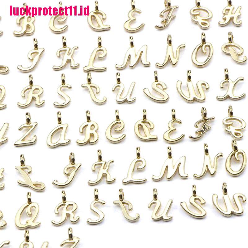 26pcs Liontin Huruf Alfabet A-Z Warna Emas Untuk Membuat Perhiasan DIY