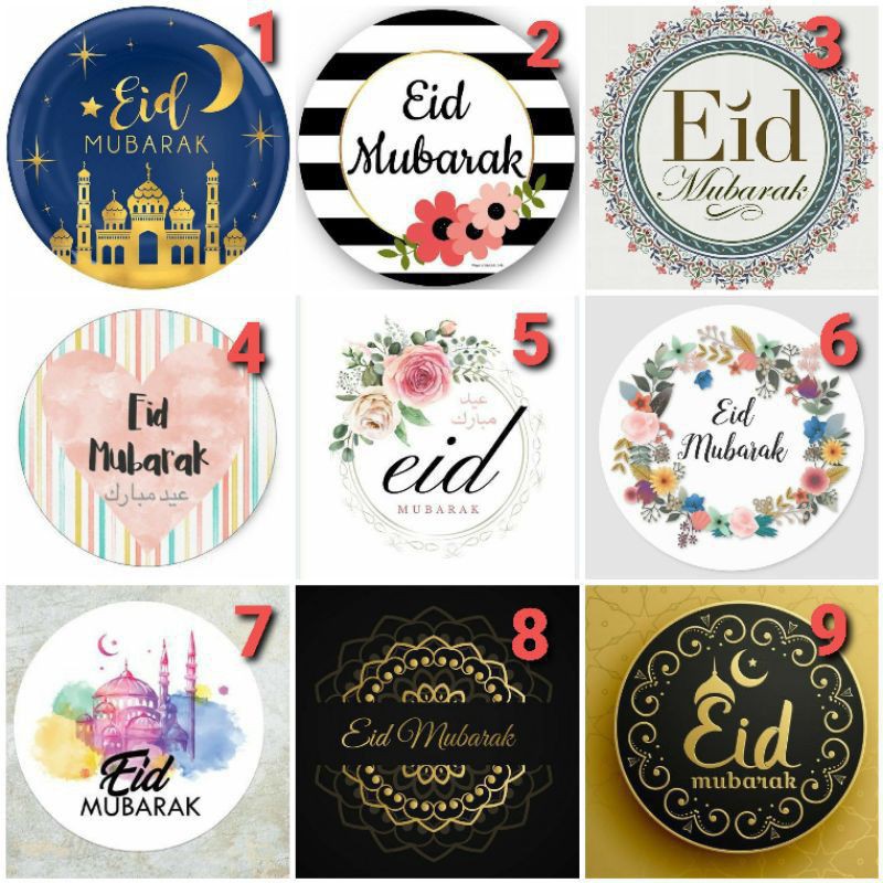 STIKER LEBARAN HARI RAYA IDUL FITRI KARTU UCAPAN EID MUBARAK UNTUK HAMPERS KUE KERING NASTAR JAJAN