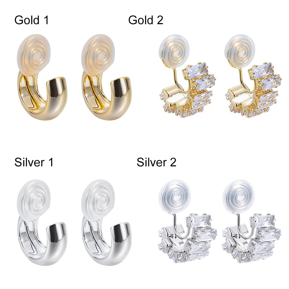 Solighter Chunky Hoop Ear Clip Hot Untuk Wanita Gadis Baru Trendi Cubic Zirconia Manset Telinga