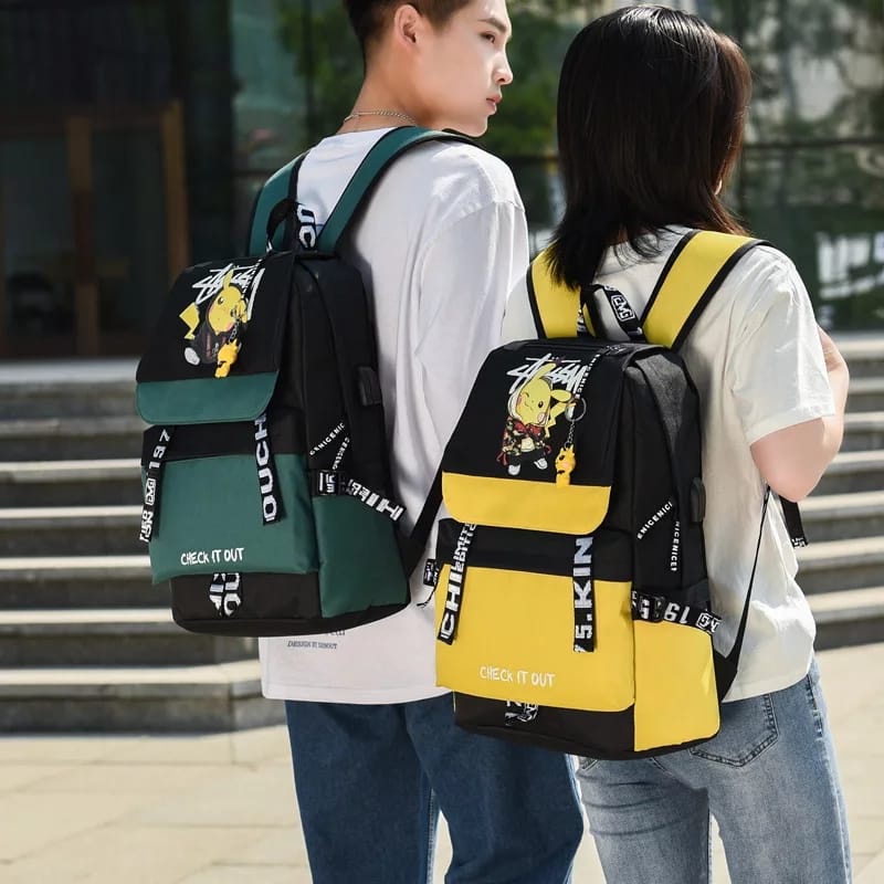 Tas Ransel Perempuan Tas Ransel Anak Tas Ransel Sekolah Tas Pokemon PikacuStars Backpack Multifungsi