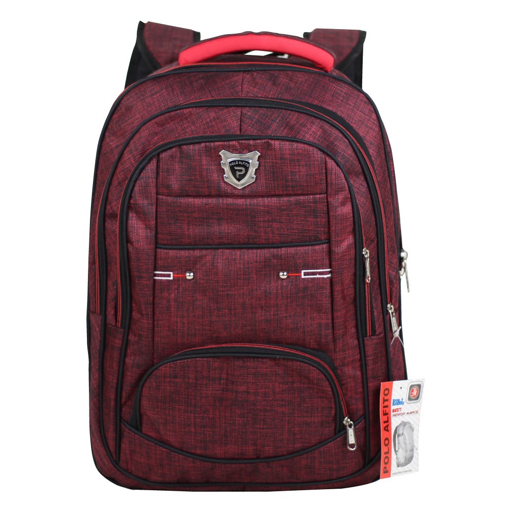 Tas Punggung Alfito Original Saku Merah Merah Sekolah Kerja Bisnis Berkualitas Kuliah Outdoor Pria